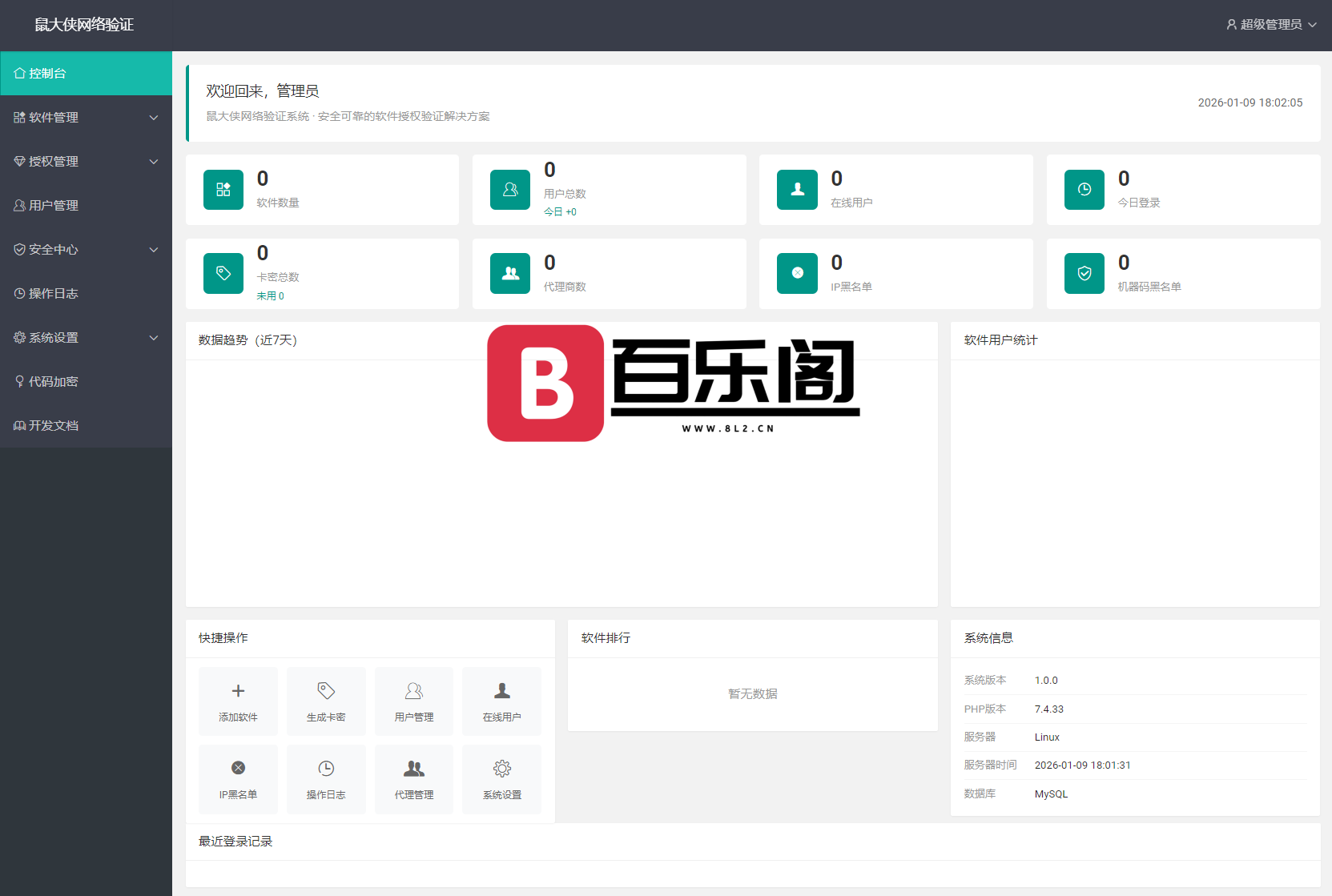 鼠大侠网络验证系统源码 一机一码授权验证 全开源-享梦库